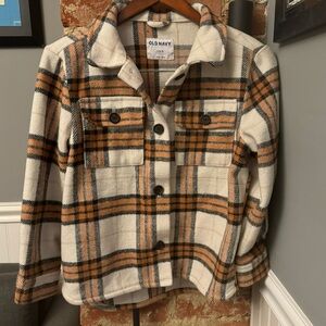 Old Navy Girls Brown Plaid Jacket/Shacket Size Large